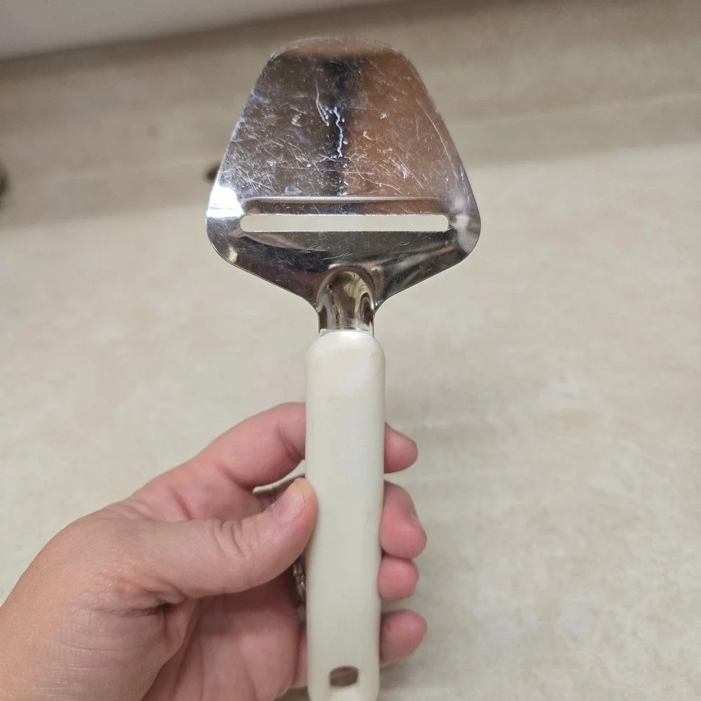 Vintage Holland Edam Cheese Slicer Plane Stainless Steel Windmill Handle White